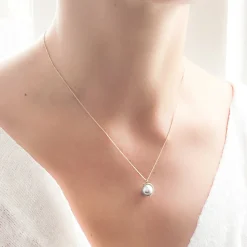 Carla Caruso - Sliver Moon with Grey Pearl Necklace